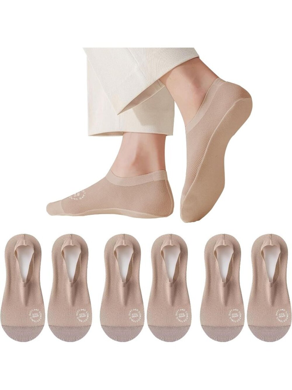 🧦Women's Camel 6 Pairs No Show Socks Slip Liner Breathable Invisible Socks